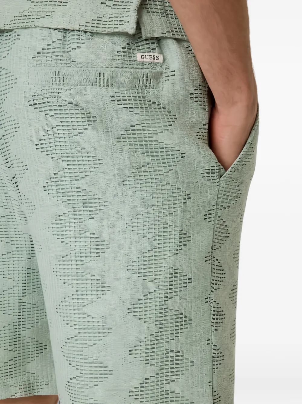 GUESS USA Gebreide shorts met zigzag-patroon Groen