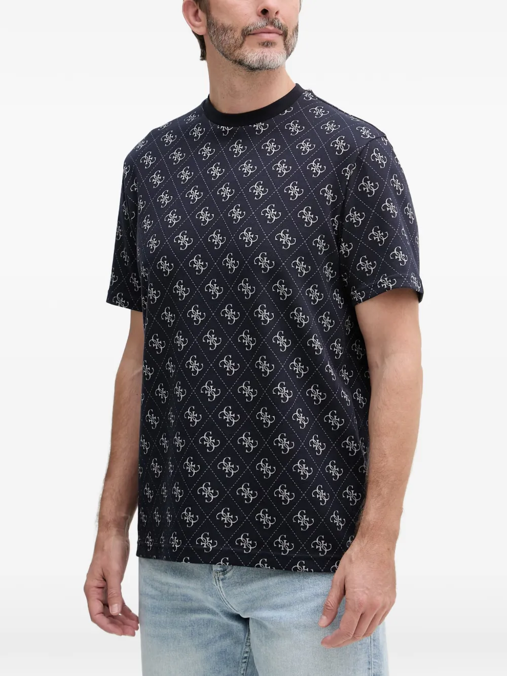 GUESS USA monogram-print T-shirt - Blau