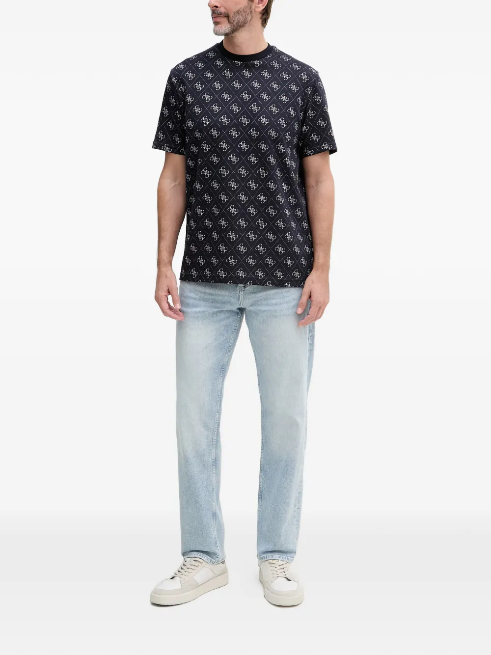 GUESS USA T-shirt met monogramprint Blauw
