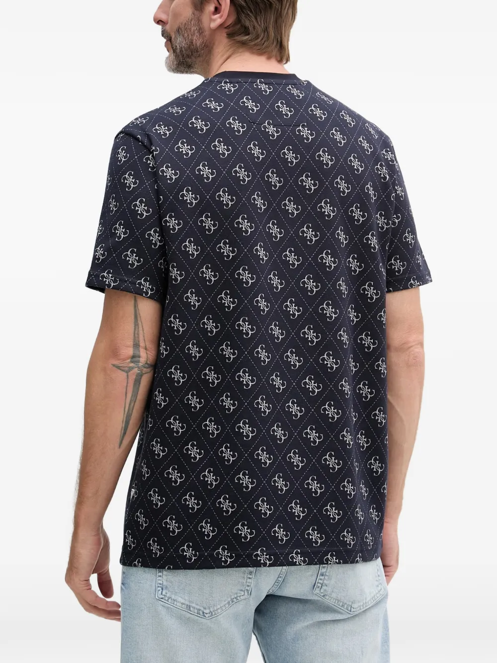 GUESS USA T-shirt met monogramprint Blauw