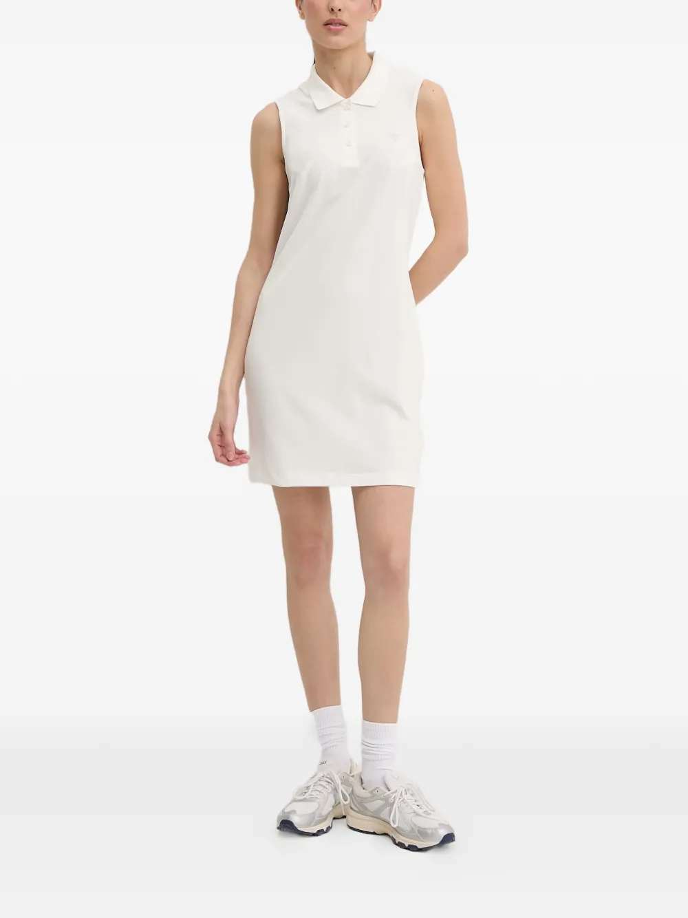 GUESS USA rhinestone-embellished polo-collar mini dress - Bianco