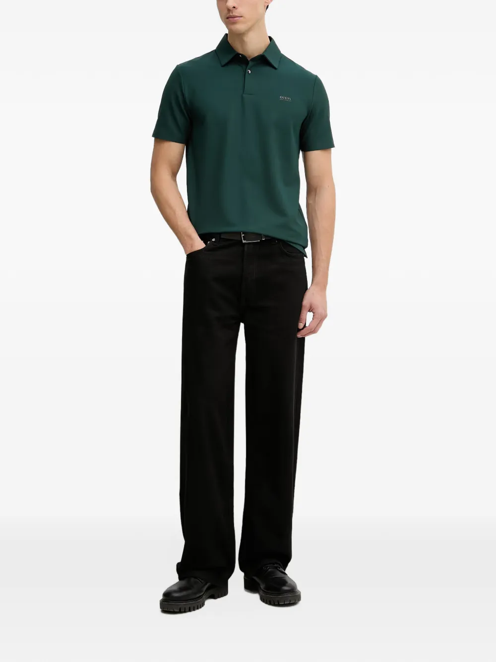 GUESS USA Poloshirt met logoprint Groen