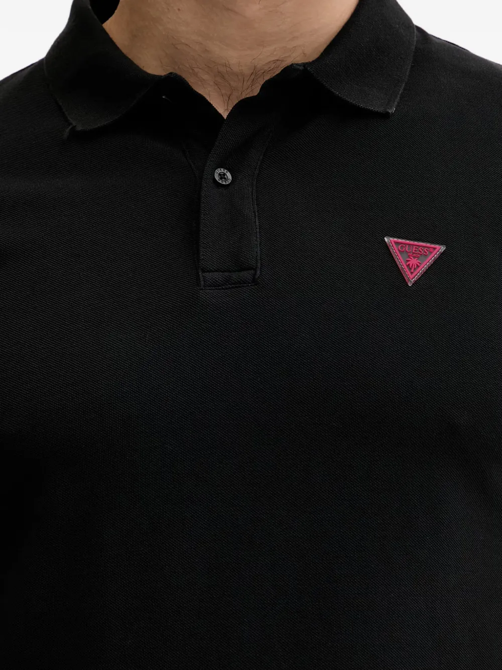 GUESS USA Piqué poloshirt met logopatch Zwart