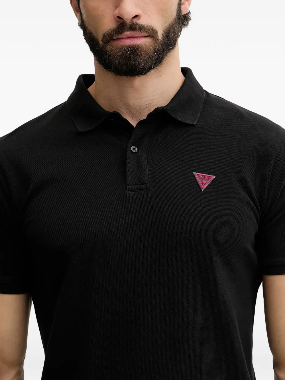 GUESS USA Piqué poloshirt met logopatch Zwart