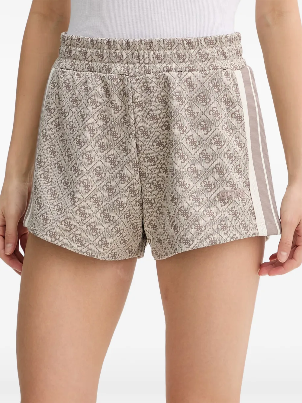 GUESS USA monogram-pattern mini shorts - Neutrals