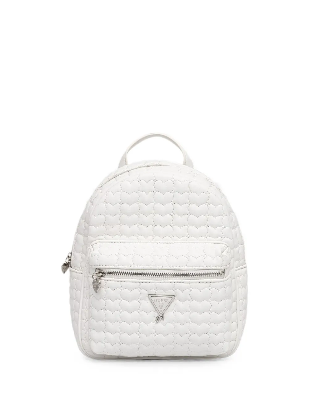 guess kids heart-quilted logo-strap backpack - Bianco