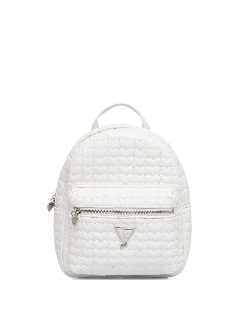 guess kids heart-quilted logo-strap backpack - Bianco