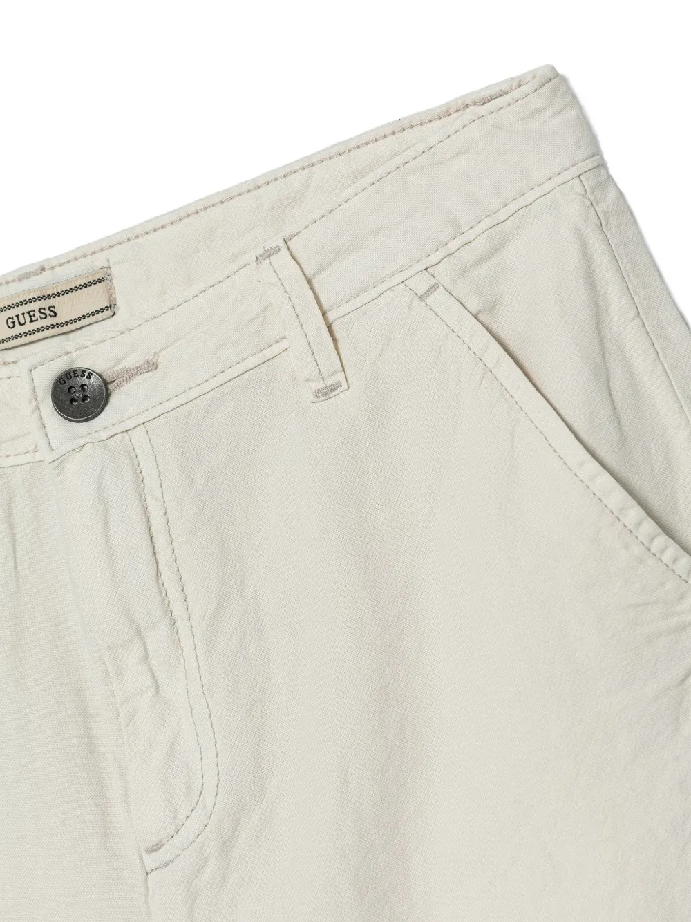 guess kids logo-embroidered trousers Beige