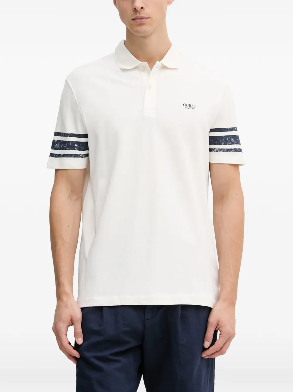 GUESS USA logo-embroidered polo shirt - Bianco