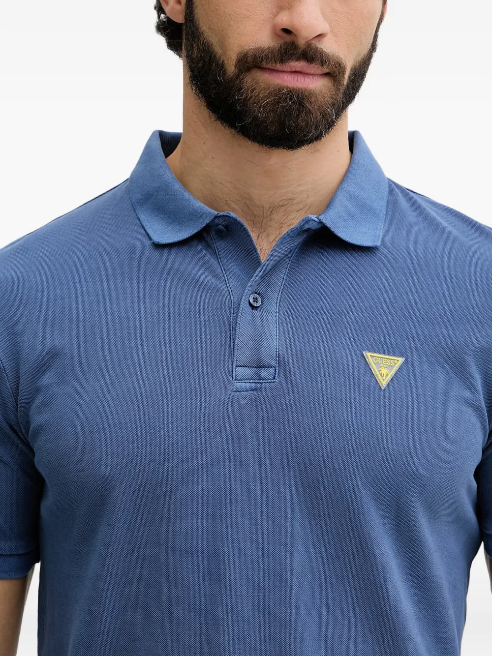  Guess Usa Polo Con Logo Triangular - Azul 