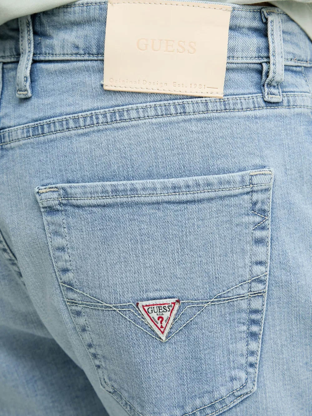 GUESS USA Denim shorts met logopatch Blauw