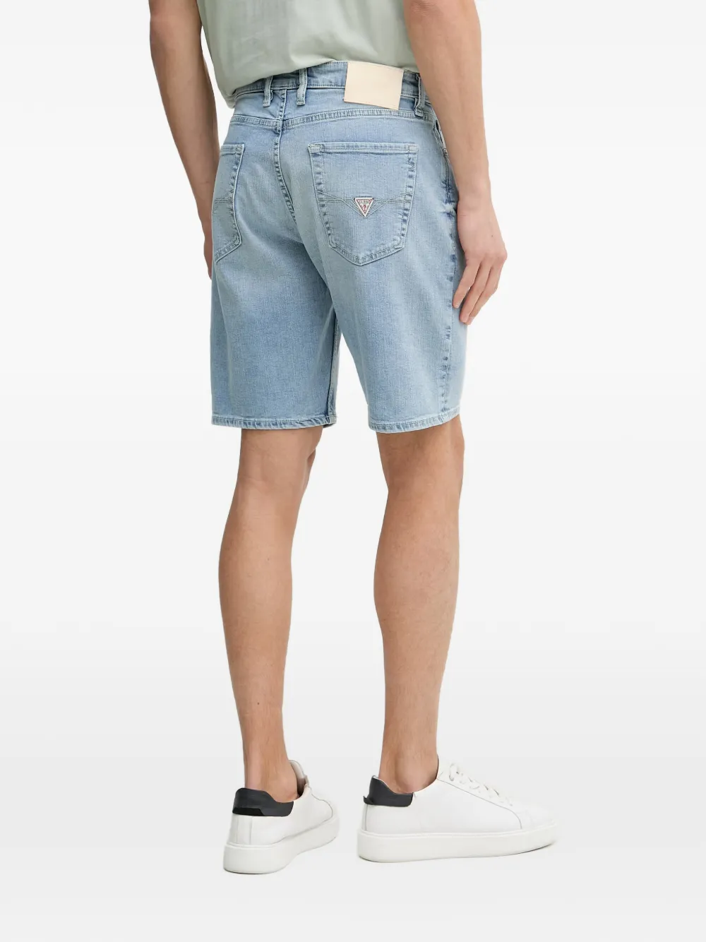 GUESS USA Denim shorts met logopatch Blauw