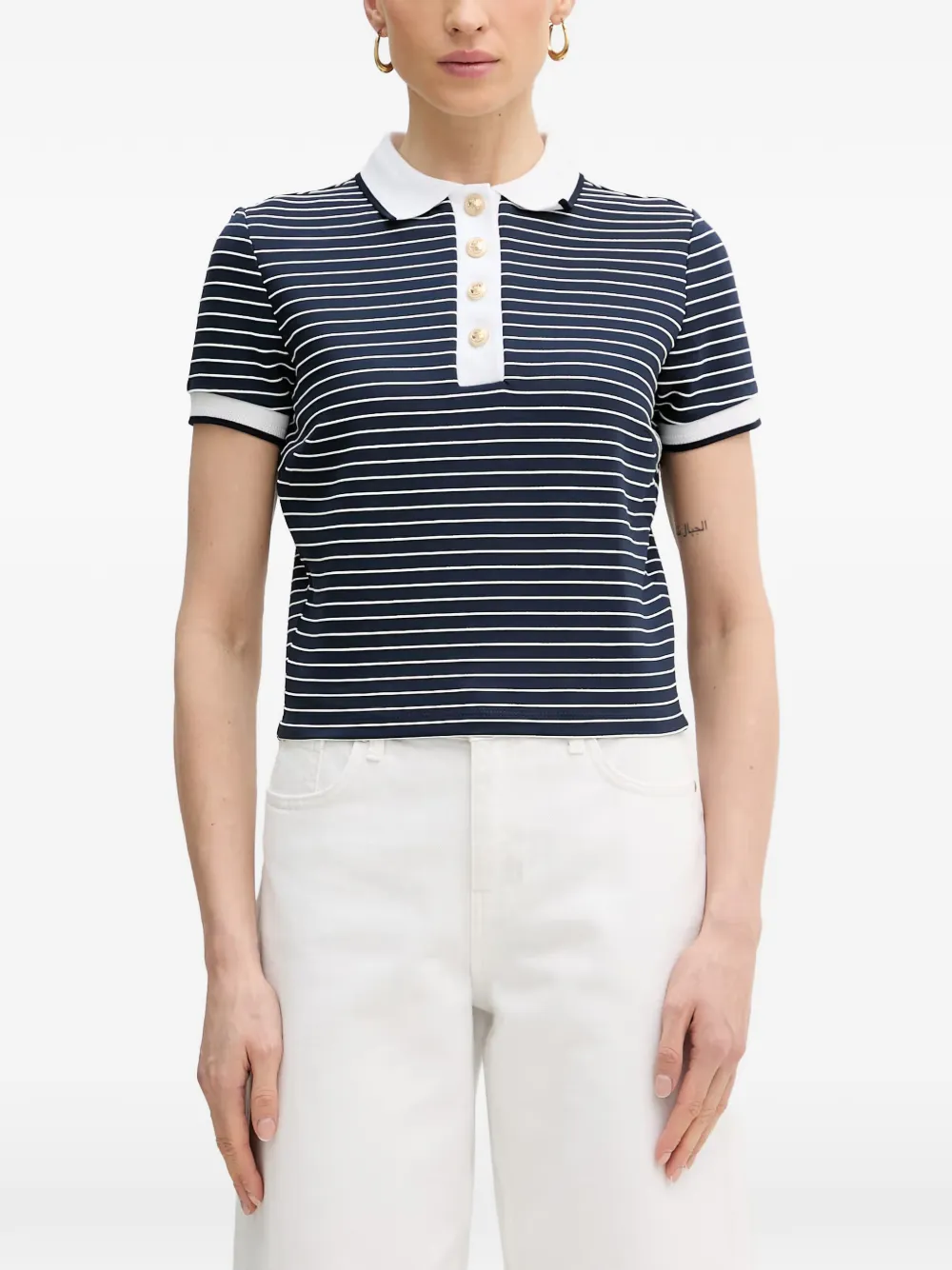 GUESS USA striped short-sleeve polo shirt - Nero