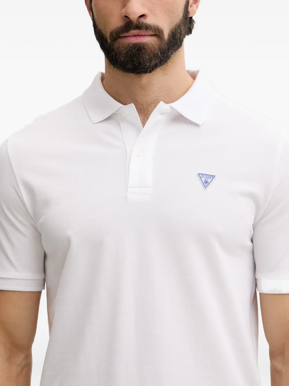 GUESS USA Piqué poloshirt met logopatch Wit