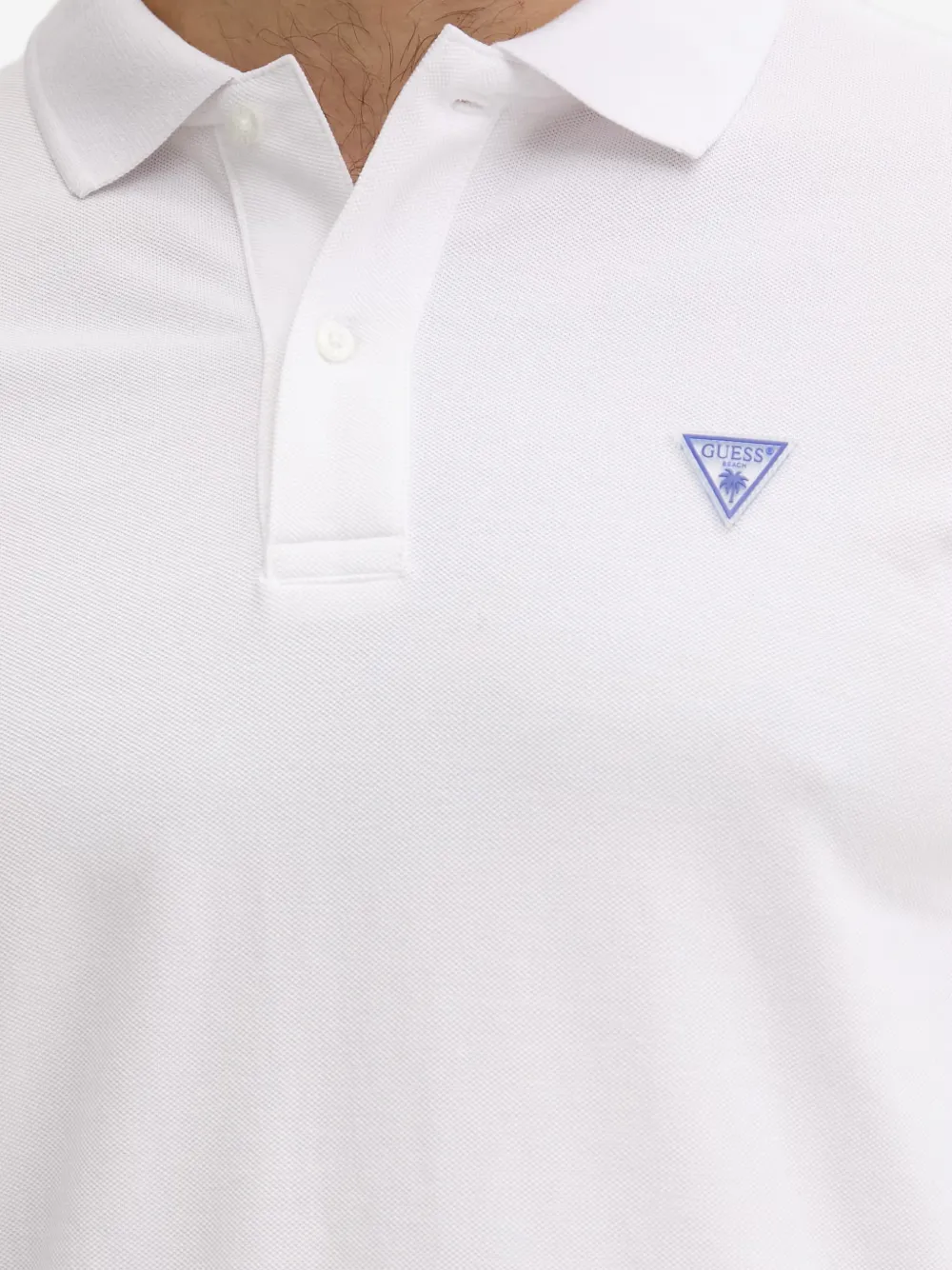 GUESS USA Piqué poloshirt met logopatch Wit