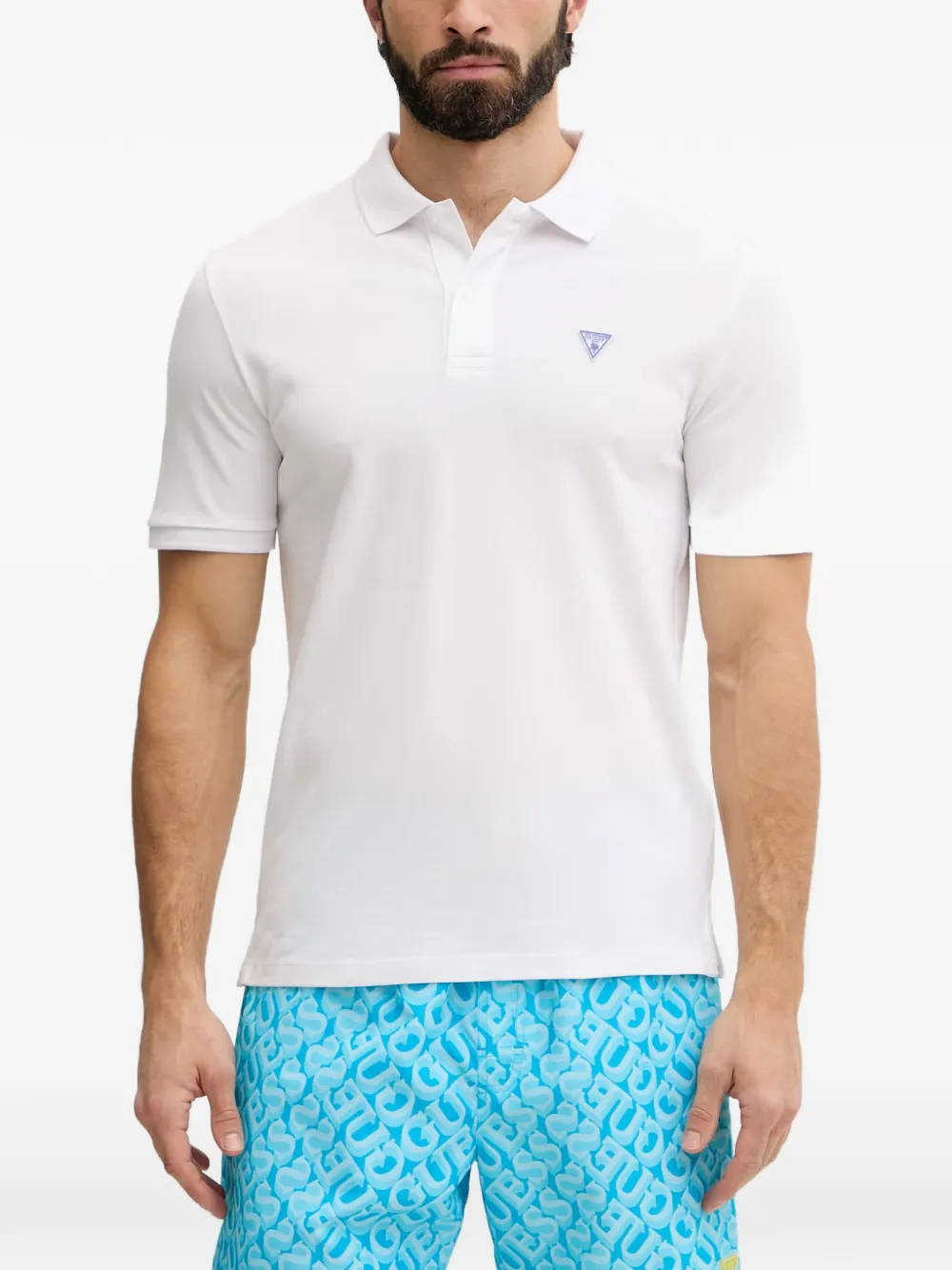 GUESS USA logo-patch piqué polo shirt - Weiß