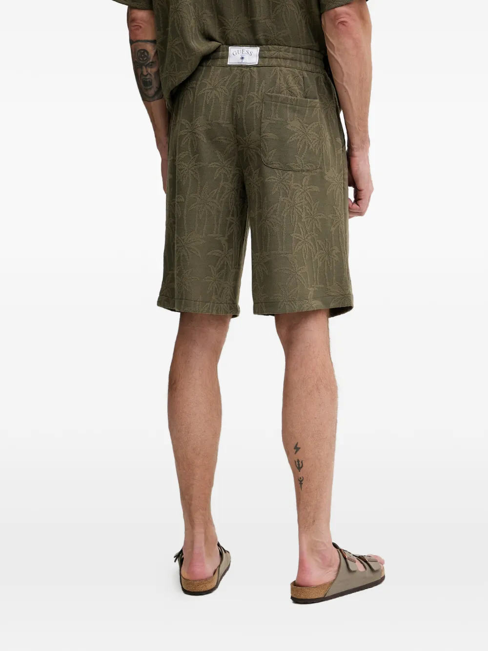 GUESS USA Zwembroek met trekkoord en patroon Groen
