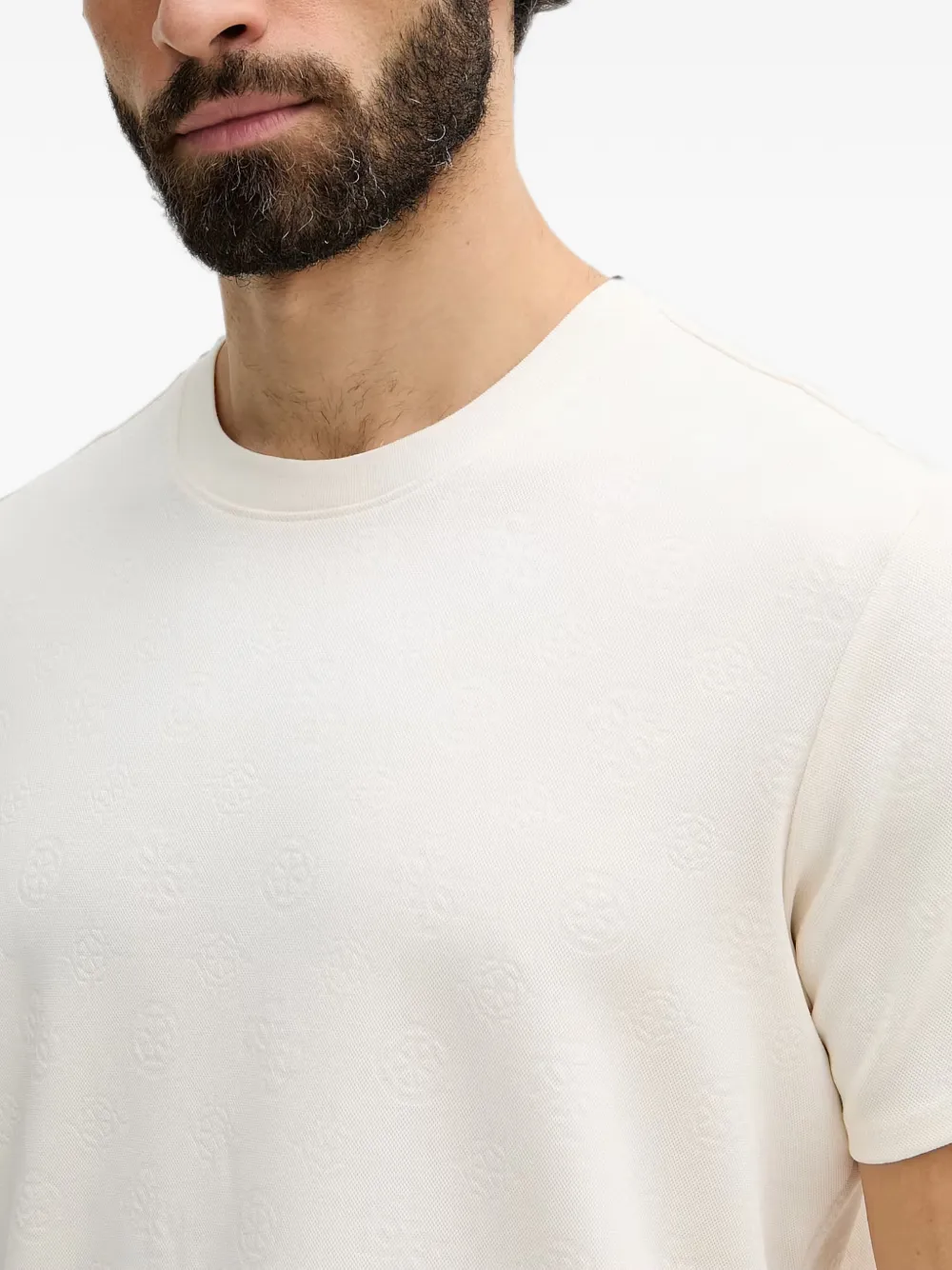 GUESS USA T-shirt met logo-reliëf Beige