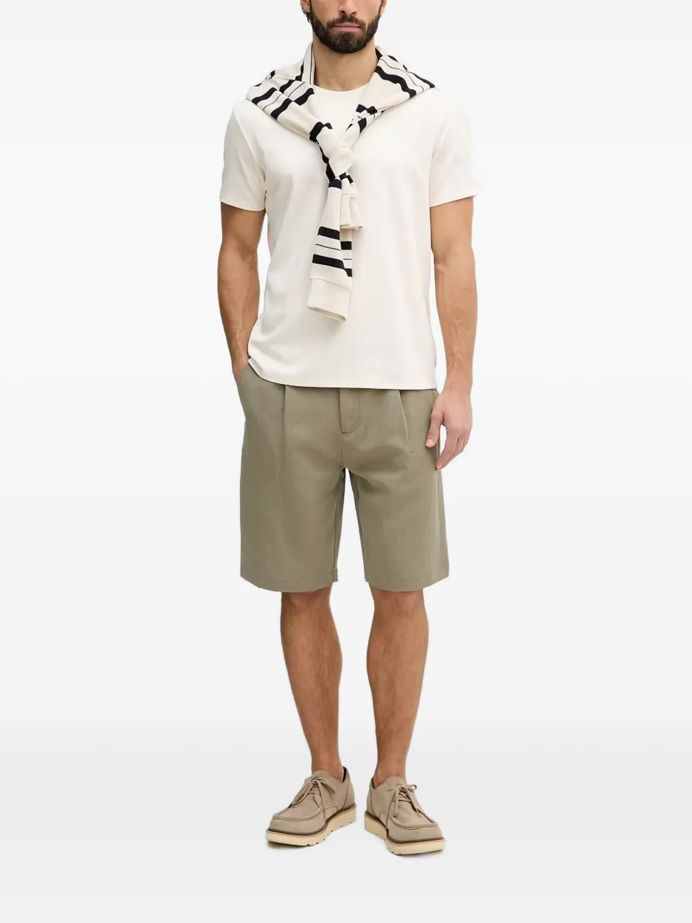 GUESS USA T-shirt met logo-reliëf Beige