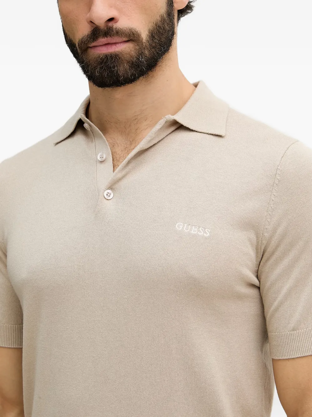 GUESS USA Poloshirt met geborduurd logo Beige