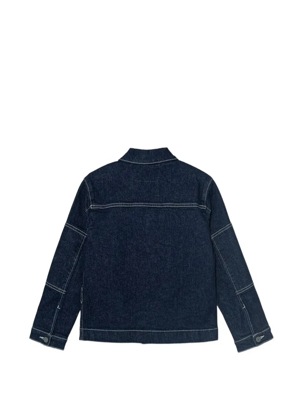 guess kids contrast-stitch denim jacket Blauw