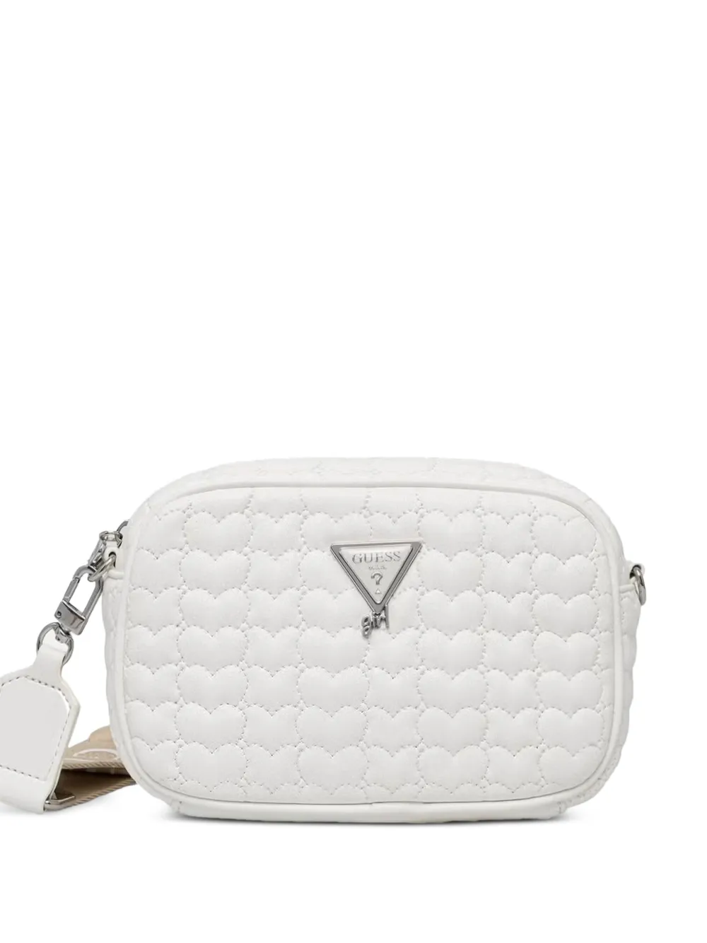 guess kids heart-quilted logo-plaque shoulder bag - Weiß