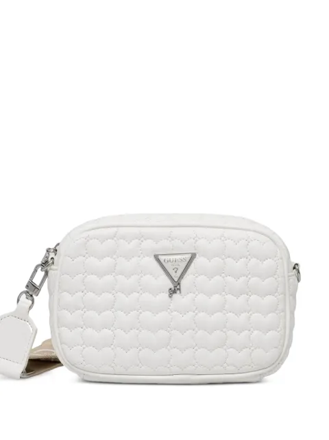 guess kids heart-quilted logo-plaque shoulder bag