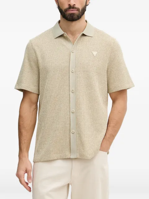 GUESS USA logo-patch waffle-knit shirt
