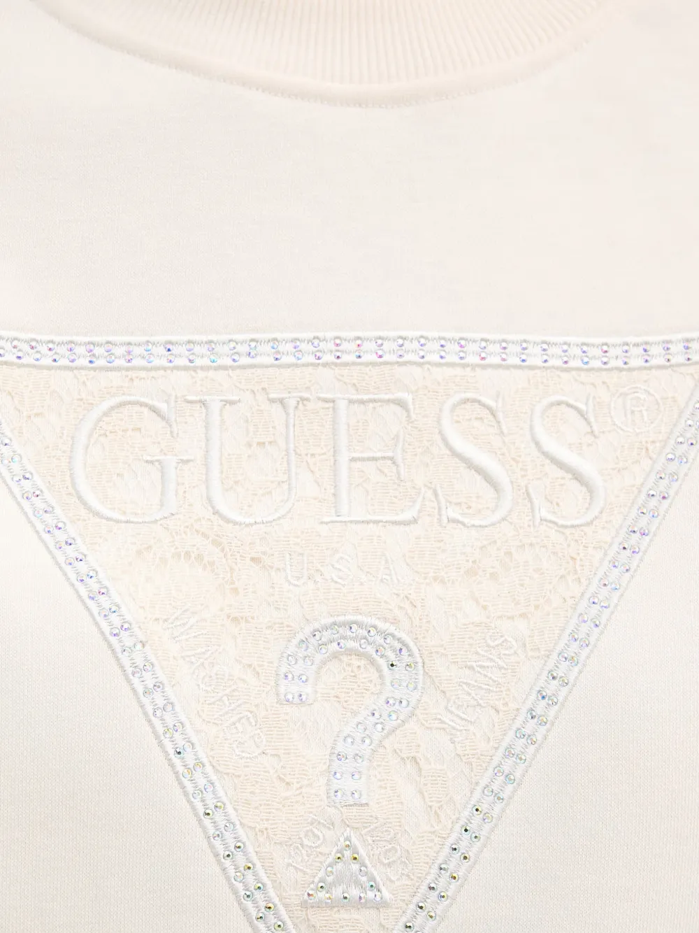 GUESS USA Sweater verfaaid met logo en kant Beige