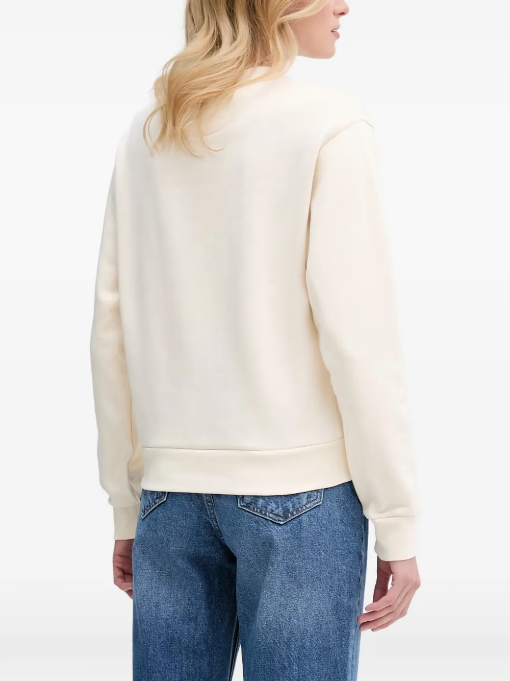 GUESS USA Sweater verfaaid met logo en kant Beige