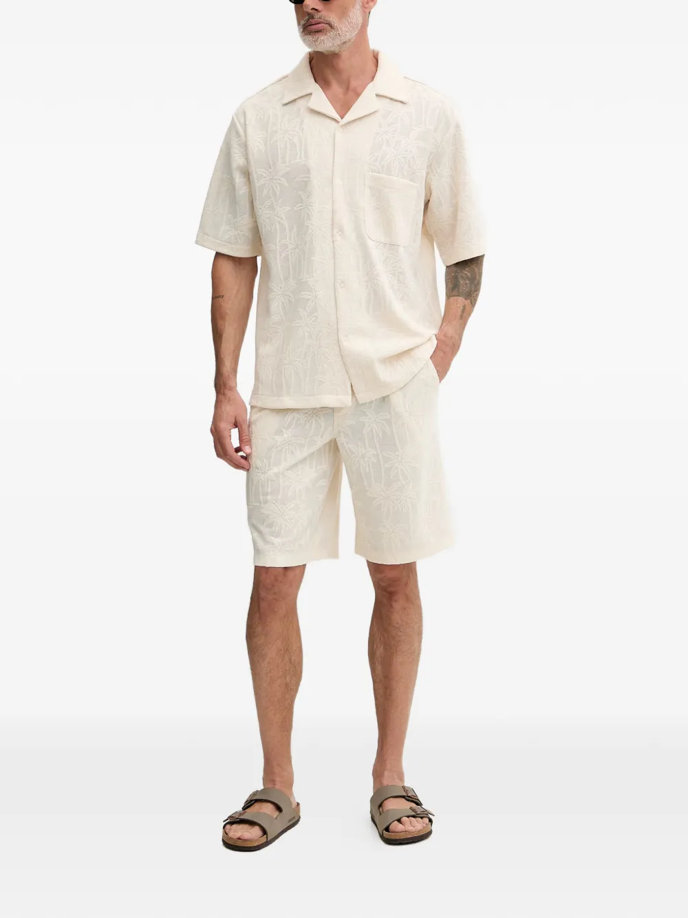 GUESS USA Shorts met palmboom Beige