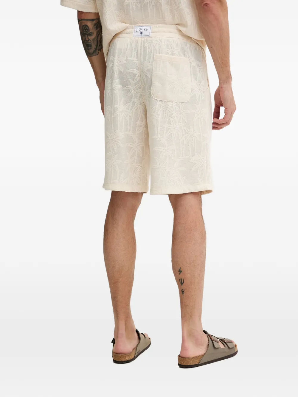 GUESS USA Shorts met palmboom Beige