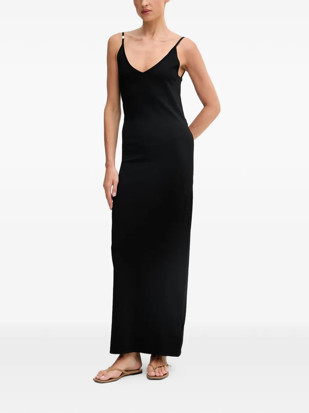GUESS USA logo-plaque spaghetti-strap maxi dress - Nero