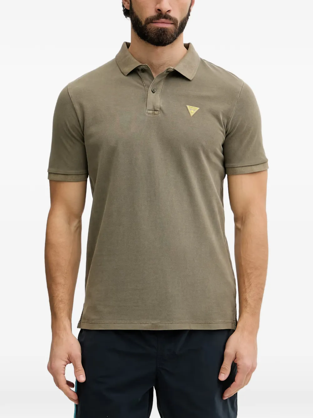 GUESS USA logo-patch piqué polo shirt - Verde