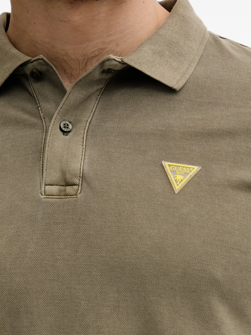 GUESS USA Piqué poloshirt met logopatch Groen