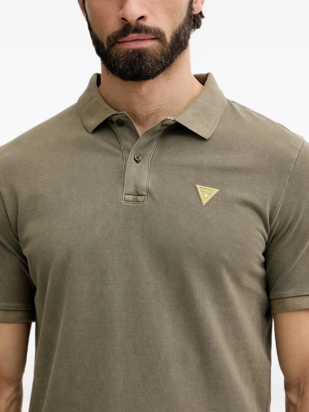 GUESS USA Piqué poloshirt met logopatch Groen