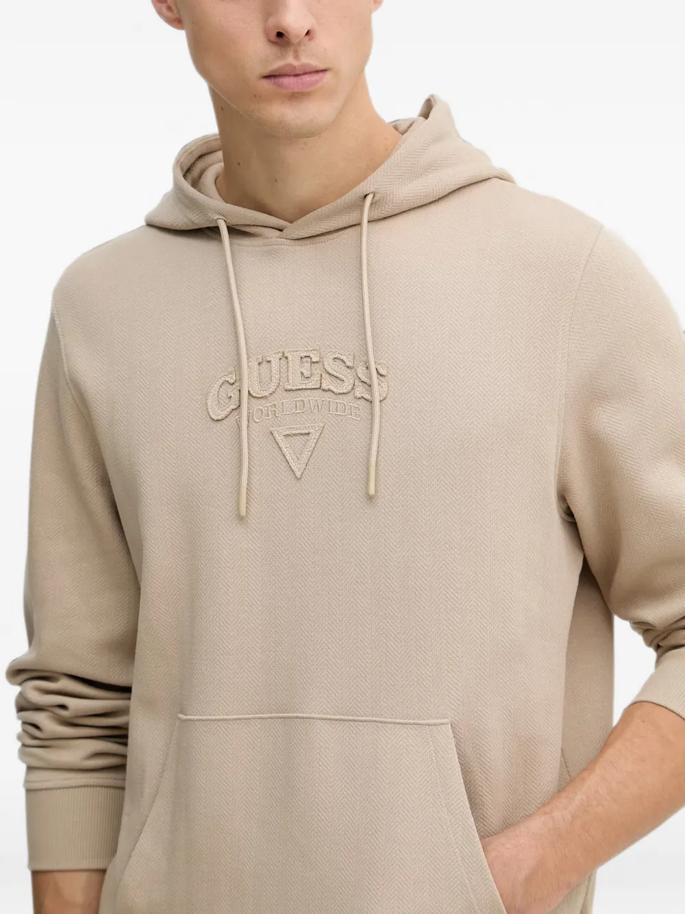 GUESS USA Sweater met capuchon en logo Beige