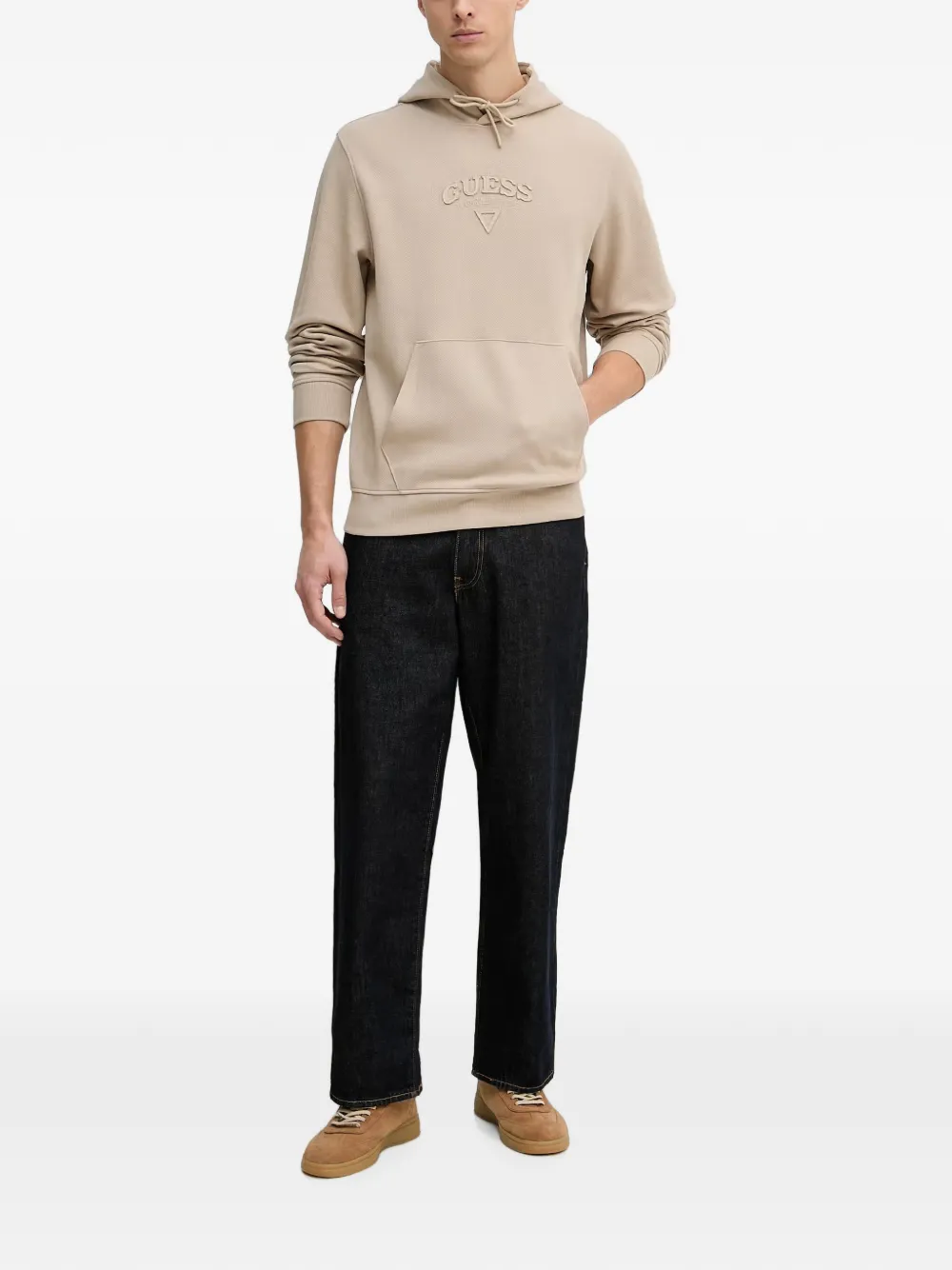 GUESS USA Sweater met capuchon en logo Beige