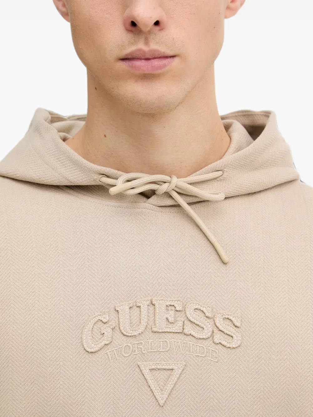 GUESS USA Sweater met capuchon en logo Beige