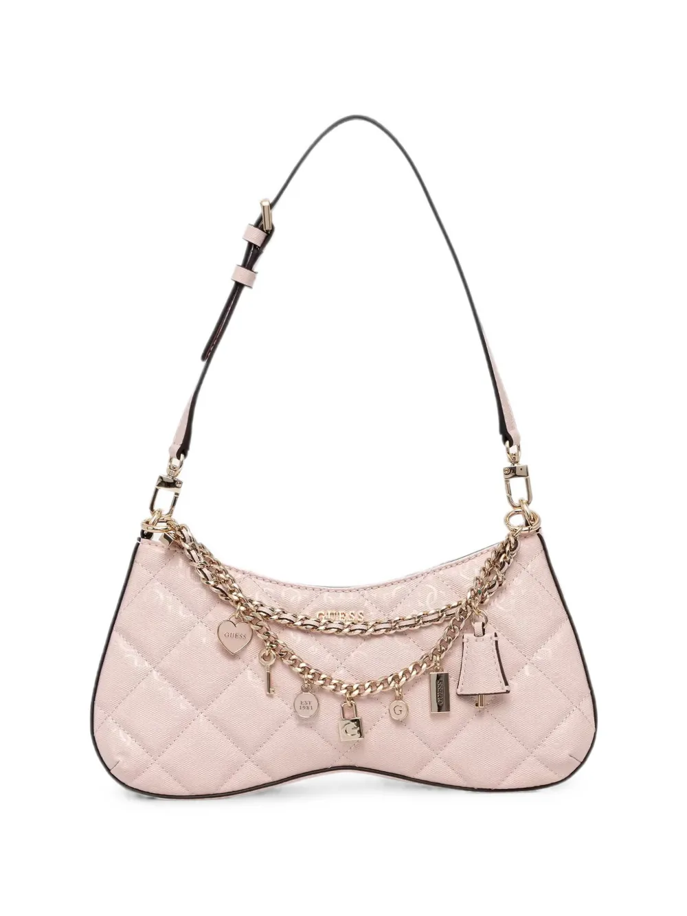 GUESS USA Libby quilted charm-embellished shoulder bag - Rosa