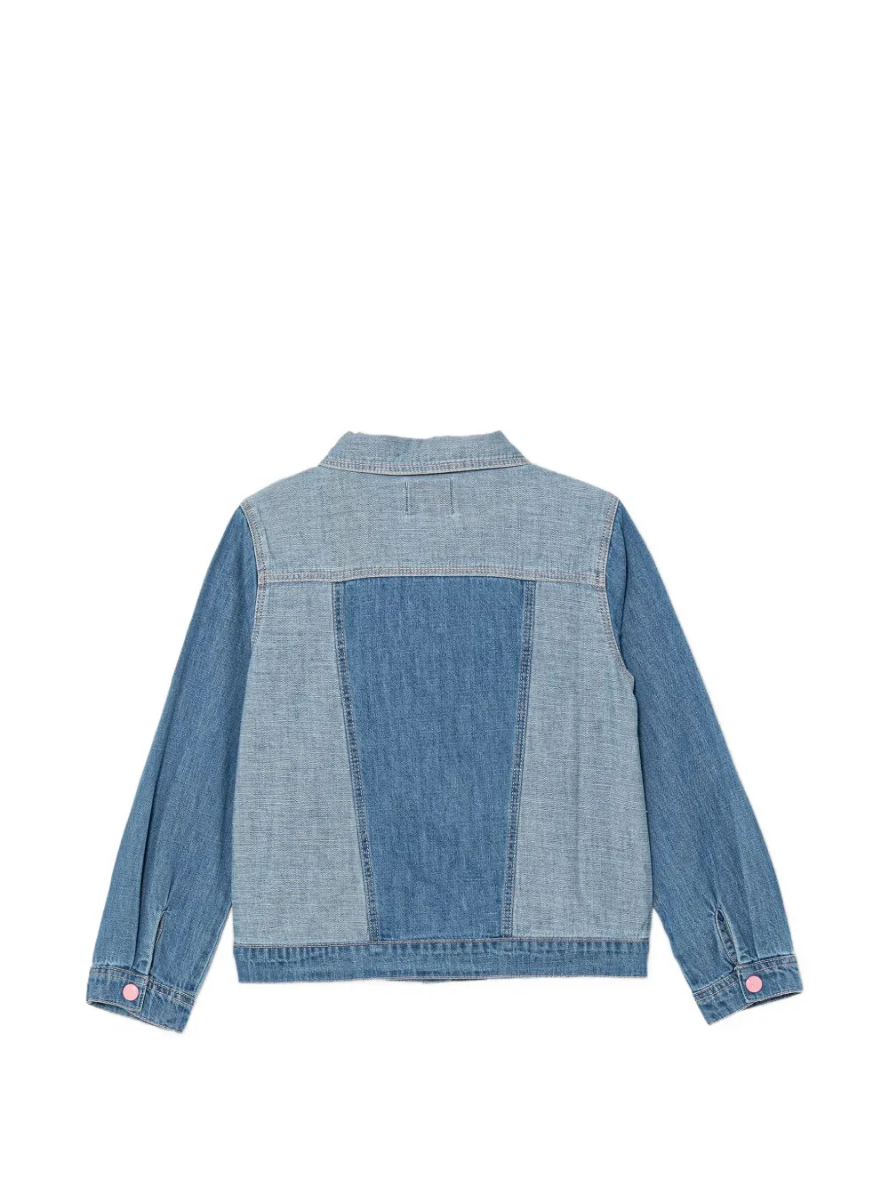 guess kids panelled logo-embroidered denim jacket Blauw