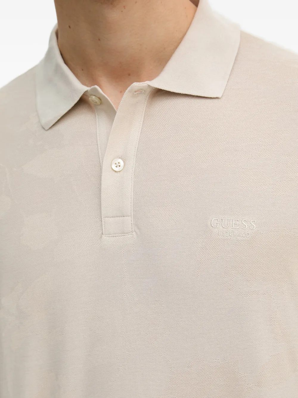 GUESS USA Poloshirt met bloemen-jacquard Beige