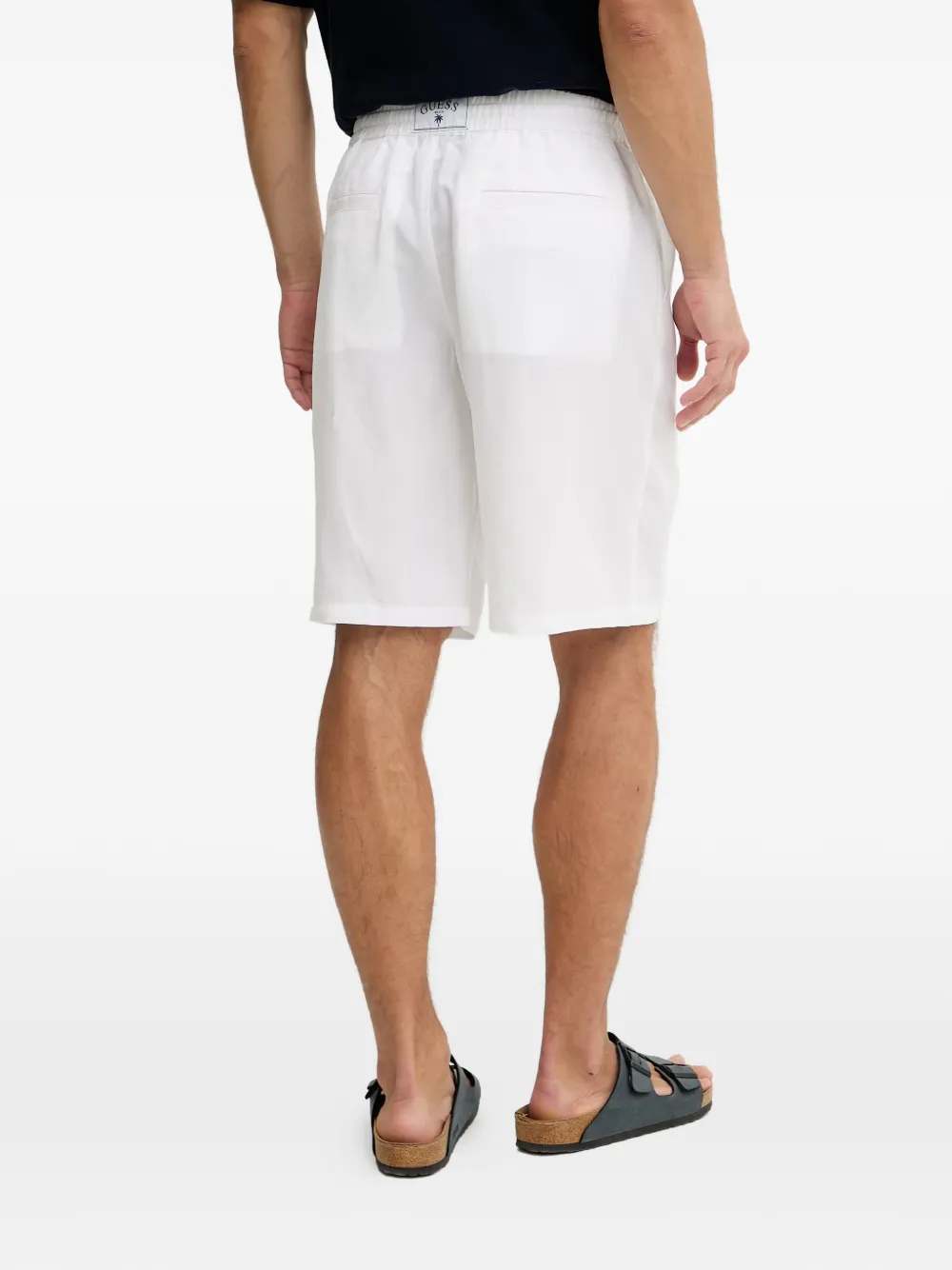 GUESS USA Shorts met logopatch en trekkoord Wit