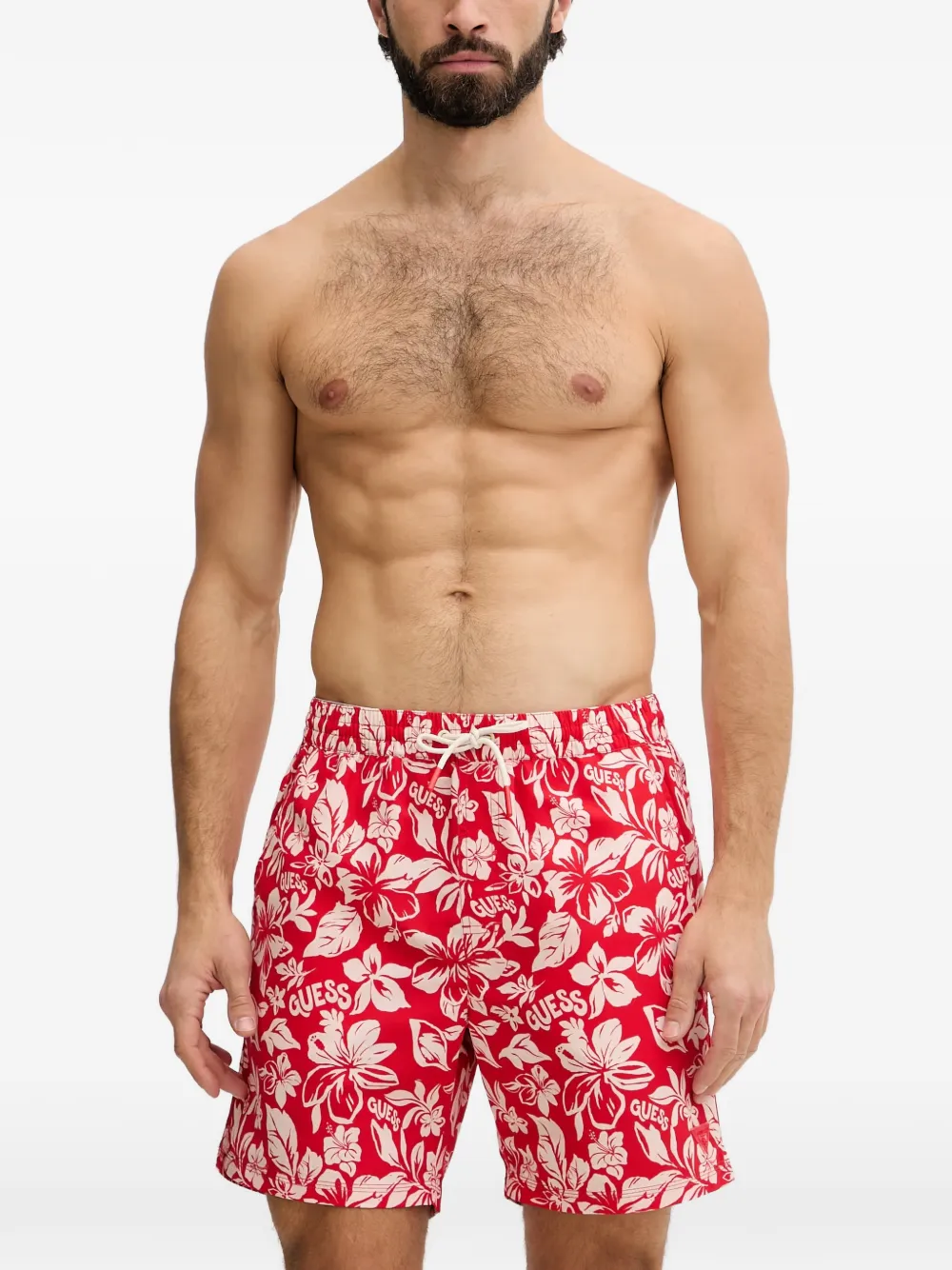 GUESS USA Zwembroek met bloemenprint Rood