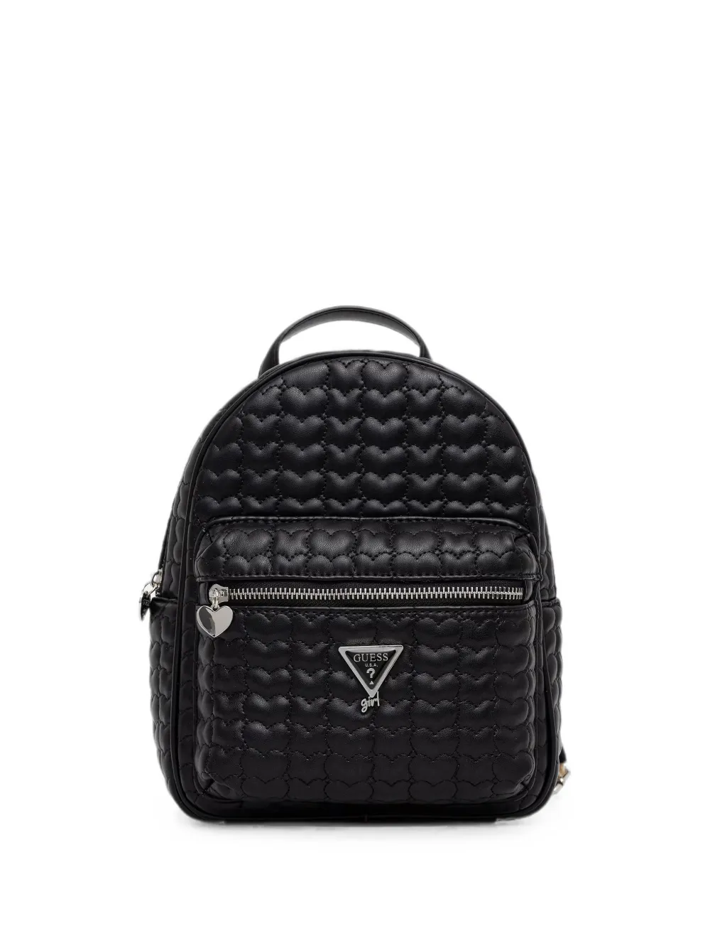 guess kids heart-quilted logo-strap backpack - Schwarz