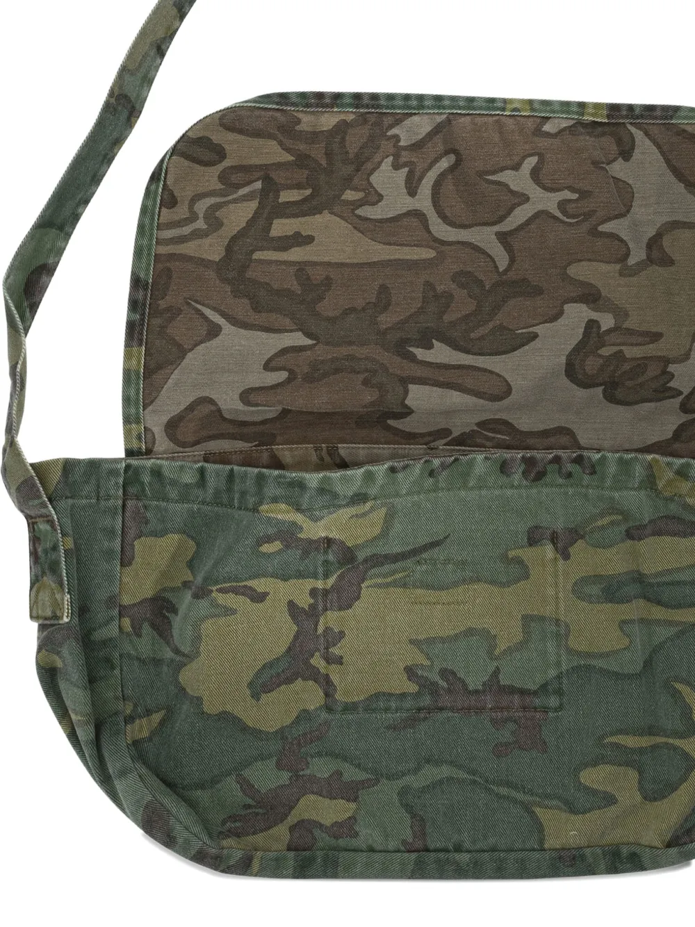 Needles Katoenen schoudertas met camouflageprint Groen