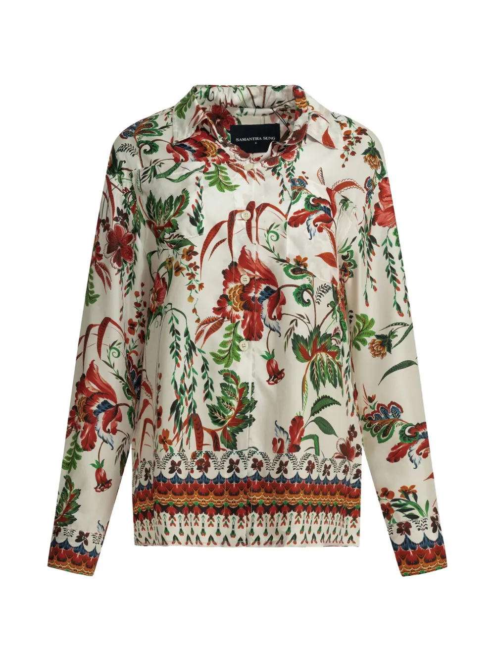 Samantha Sung floral-print silk shirt - White