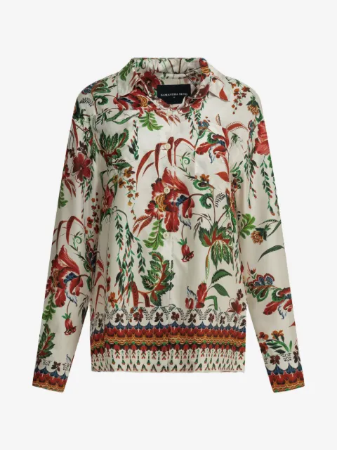 Samantha Sung floral-print silk shirt