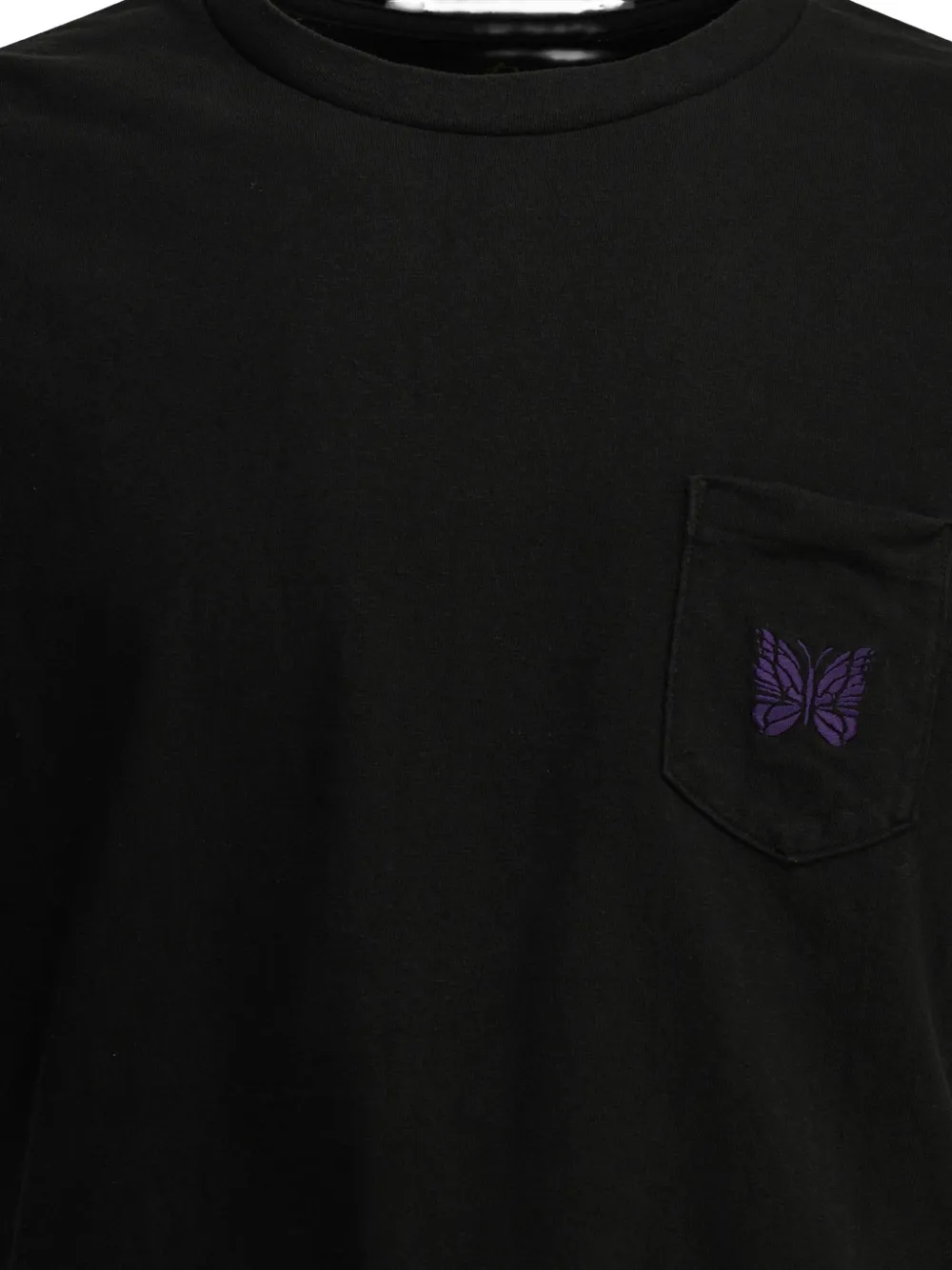 Needles Papillon T-shirt met geborduurde zak Zwart