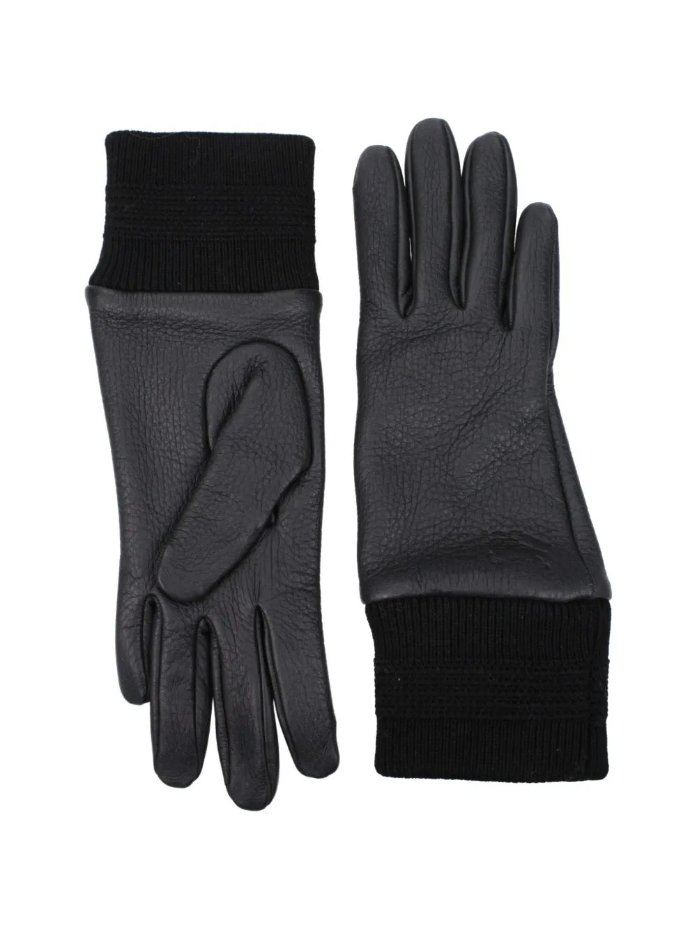 Burberry knitted-cuff leather gloves - Nero
